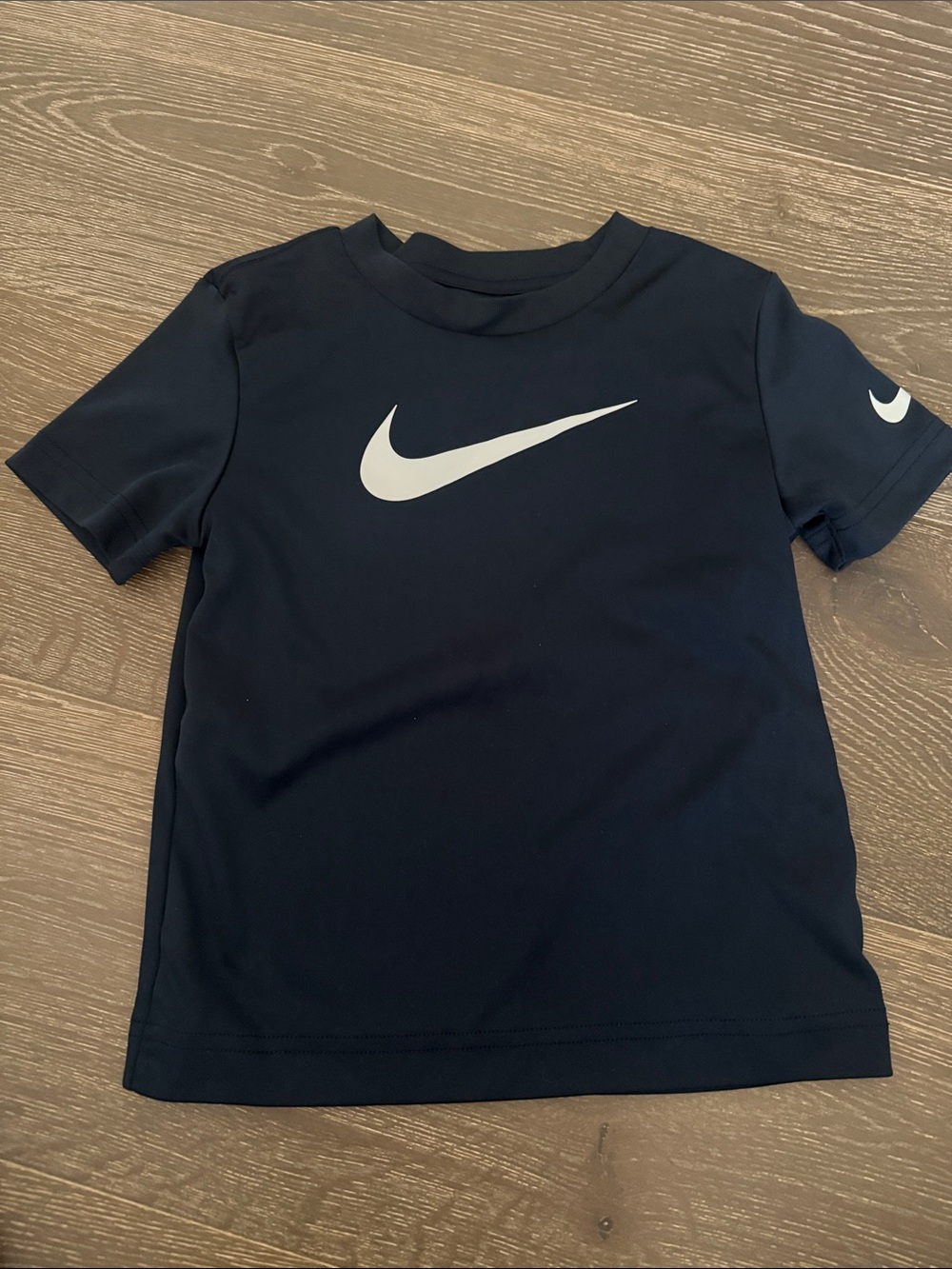 Nike Kids Navy Blue Dri-Fit Tee with White Swoosh
